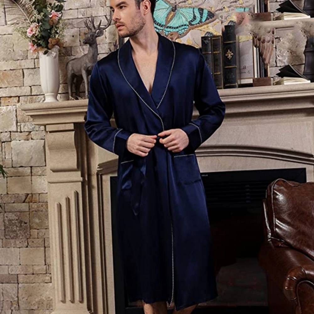 Men's Mulberry Silk Dressing Gown: image 3
