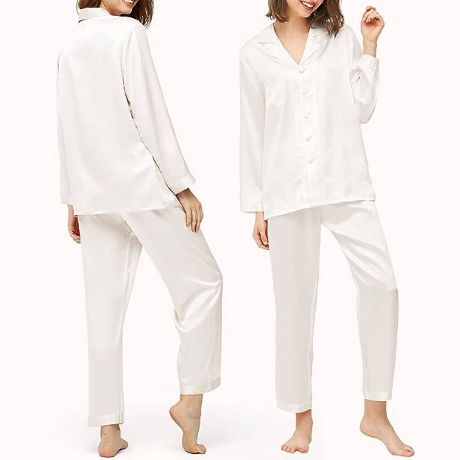 Pure Mulberry Silk Pajama Set For Women Luxury Cute Ladies Real